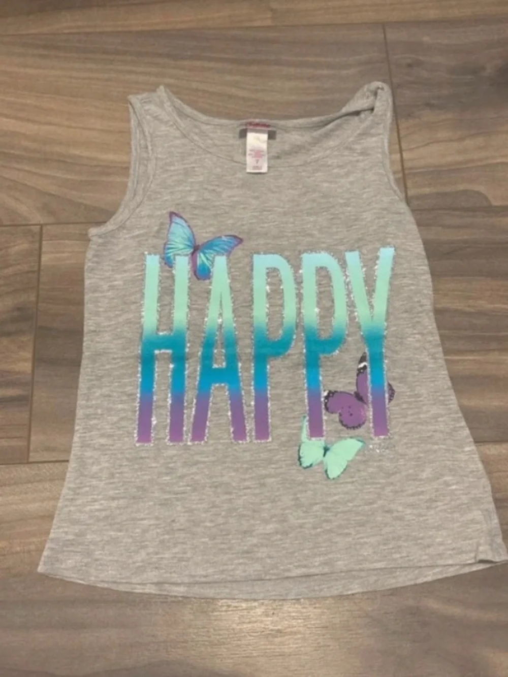 Justice Gray Tank Top with Teal & Purple 